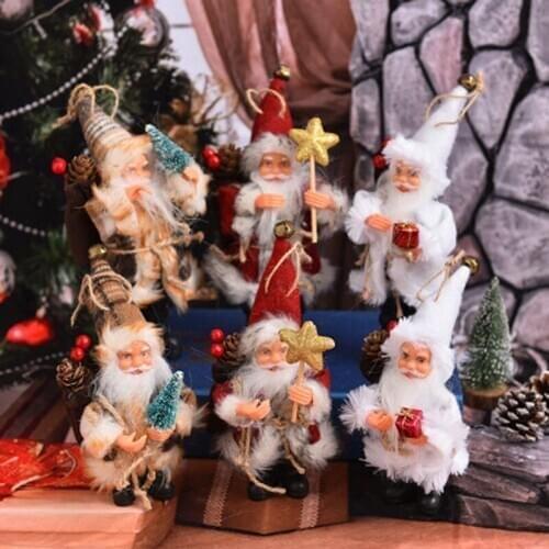 16CM Christmas Santa Claus Doll Toy 1PC Christmas Exquisite Toys Tree Ornaments Decoration For Home Happy New Year Gift J0250