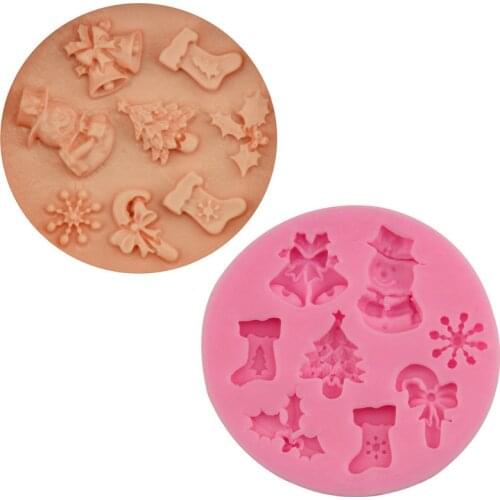 1Pcs Christmas Tree Socks Snowman Silicone Fondant 3D Cake Mold Cupcake Candy Chocolate Baking Tool