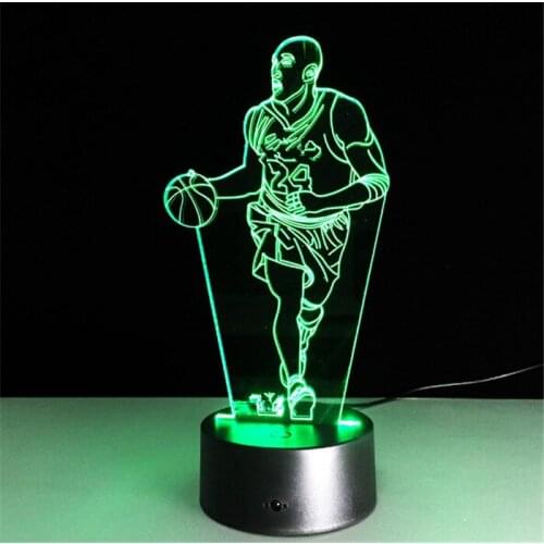 3D basketball Star table lamp remote control led Acrylic Visual lights Three-dimensional lights basketball athlete nightlight