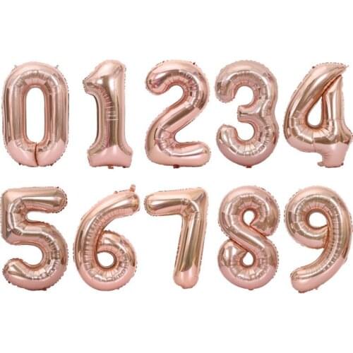 40 Inch Rose Gold Number Foil Balloon Digit Helium Ballons Birthday Party Wedding Decor Anniversary Festival Supplies