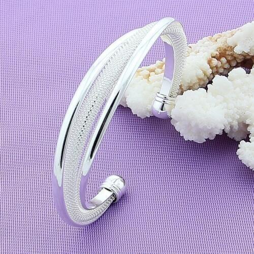 Free Shipping Fashion Silver Color Bangles Jewelry Cuff Bangles Bracelet For Women Srebrna bransoletka pulsera de plata