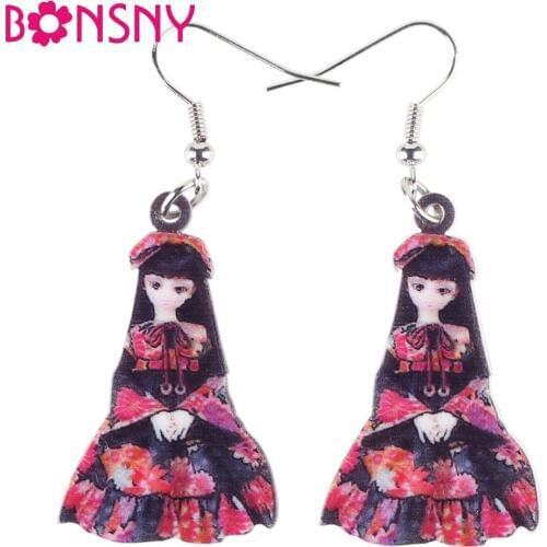 Bonsny Drop Angel Japanese Earrings Acrylic Big Long Danlge Earrings Charm Animal New 2016 Fashion Jewelry For Women Accessories