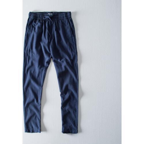 Cotton and linen autumn ankle-length pants men fashion casual elastic waist pants mens solid brand trousers male chandail trui
