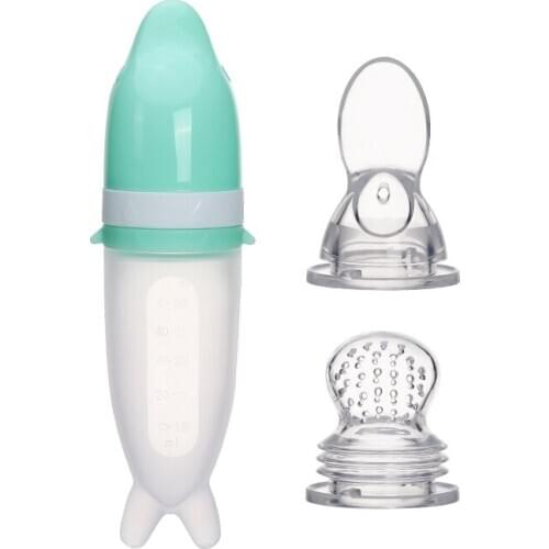 Newborn Baby Feeding Bottle Silicone Food Dispensing Spoon Infant Food Feeder Safe Tools