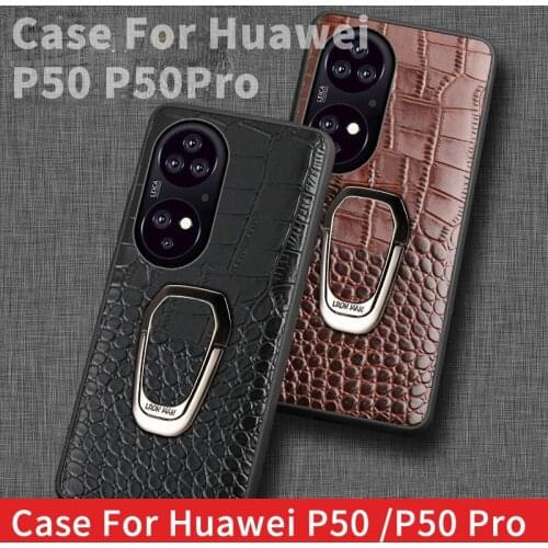 Huawei P50 Phone Case Huawei P50pro Phone Case Genuine Leather Phone Case with Magnetic Bracket