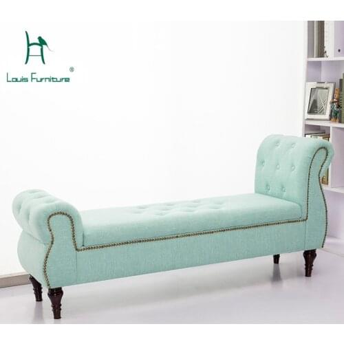 Louis Fashion Living Room Sofas European Style French Bedroom Storage Fabric Bench Bed American Style Antique