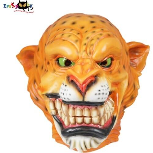 Eraspooky Realistic Leopard Latex Mask Halloween Costume For Adult Ferocious Scary Animal Cosplay Props Party Headwear