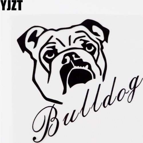 YJZT 13CMX12.5CM Interesting Animal Bulldog Face Vinyl Car Sticker Decal Black/Silver 8C-0159