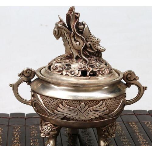 Antique Old MingDynasty censer,Six-sided dragon incense burner,hand crafts,best collection&adornment,free shipping