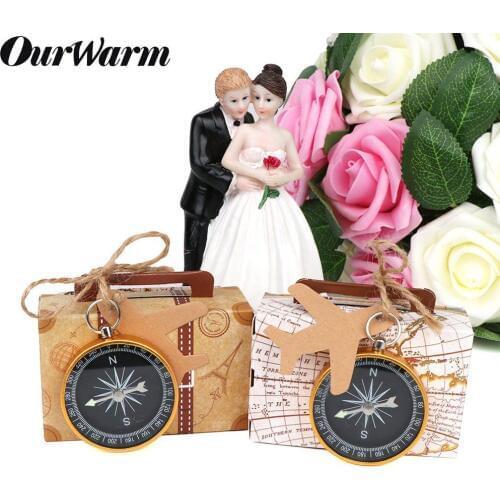 OurWarm Kraft Paper Candy Gift Box Mini Suitcase Gifts Bags Party Favors For Guests Wedding Baby Shower Birthday Decoratio