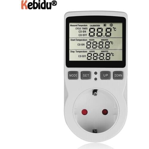 Newly Multi-Function Thermostat Digital Temperature Controller Socket Outlet Heating Cooling 16A 220V With Timer Switch Sensor