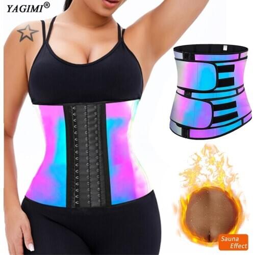 New Reflective Waist Trainer 100% Latex Colombian Girdles Body Shaper Trimmer Slimming Corset Trimmer Belly Belt Shapewear Fajas