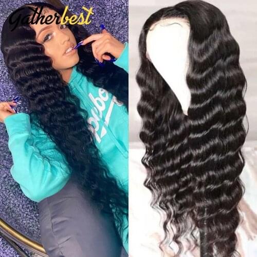 Deep Wave Human Hair Wig 4x4 Middle Part Closure Unprocessed Virgin Human Hair Natural for Black Women Brazilian Virgin Hair