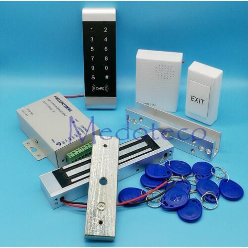 Full Kit Glass Door Access Control System 125Khz Rfid Card Access Control System Kit + Electric Magnetic Lock & Power Supply