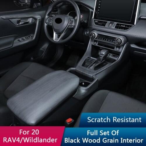 QHCP Rear Air Outlet Cover Steering Wheel Button Frame Black Wood Grain For Toyota RAV4 Wildlander 2020 Interior Kit Accessories