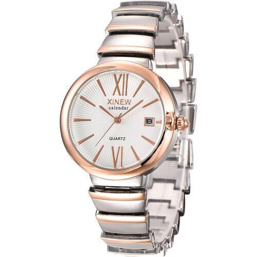 Luxury Brand XINEW Women Watch Stainlesss Steel Strap Date Calendar Fashion Casual Quartz Wrist Watch 2018 Relogio Feminino Luxe