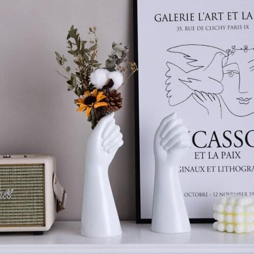 Nordic Creative Female Ceramic Vase Living Room Arm Ornaments Home Decoration Body Art Vases Arrangement Container