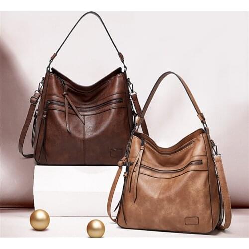 Hobo Bag Leather Women Handbags Female Leisure Shoulder Bags Fashion Purses Vintage Bolsas Large Capacity Tote bag