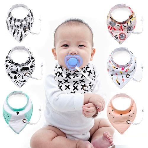 Triangle Towel Cotton Double-deck Baby Bibs with Chain Thick Water Absorption Newborn Fashion Soft Unisex Bandana Drool Bib