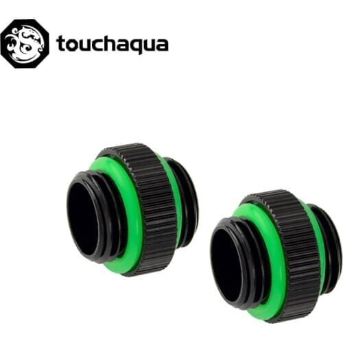 2PCS Bitspower Touchaqua Mini Dual G1/4" Extender Fittings ,Computer Building Connector Nipple Black ,Silver,TA-F42-GS/B