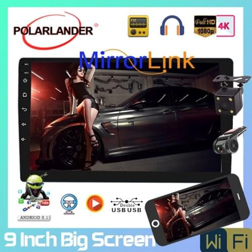 2 Din 9'' FM Car Radio Android 8.1 Universal GPS Navigation Amplifier Bluetooth Tape Recorder Mirror Link Stereo Carplay