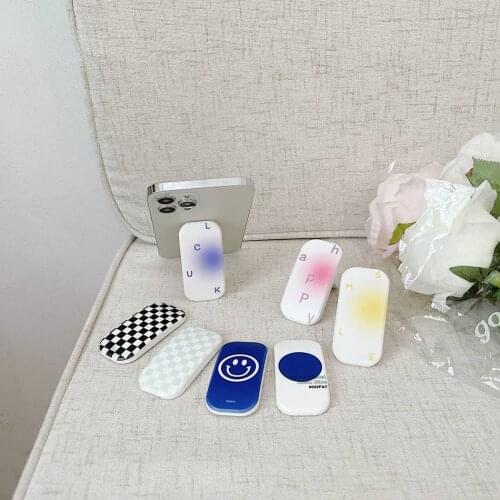 Universal mobile phone holder cartoon korean ins push-pull back sticker buckle ring bracket for iphone samsung huawei all phone