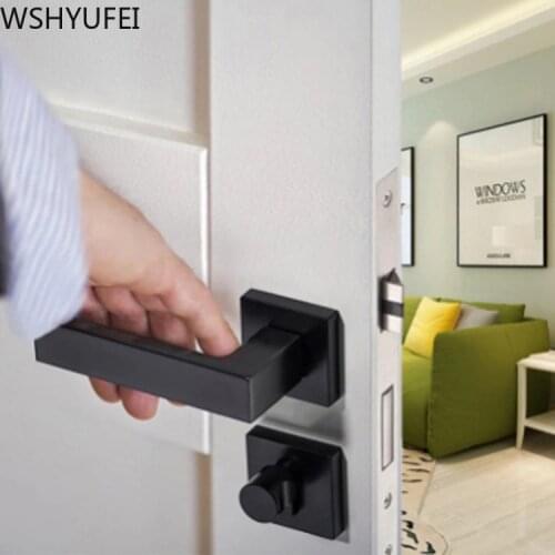 Modern interior bedroom door lock aspect black silent room door lock space aluminum solid wood door lock split lock