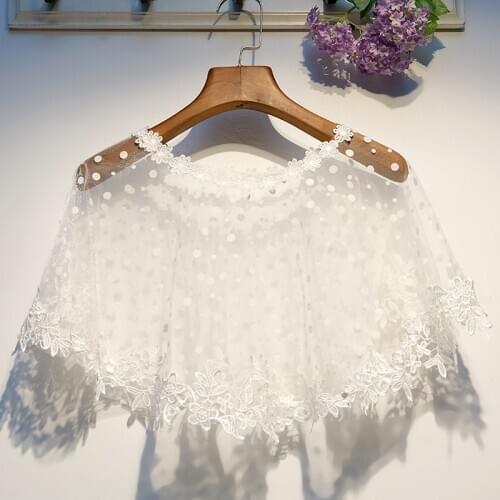 Bolero Women Cape Wedding Jacket Wraps White Dot Tulle Shrug Lace Bridal Bolero Mariage Shawl Capa Mujer Wedding Accessories