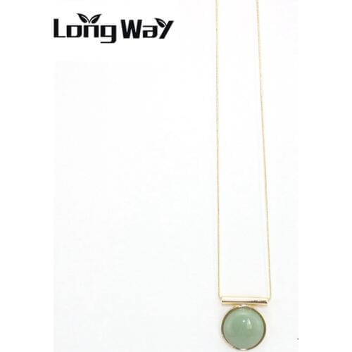 LongWay New ethnic Jewery Simple Bohemia Necklace Long vintage Stone Pendant Necklace Gold Color Jewelry for Women SNE160140
