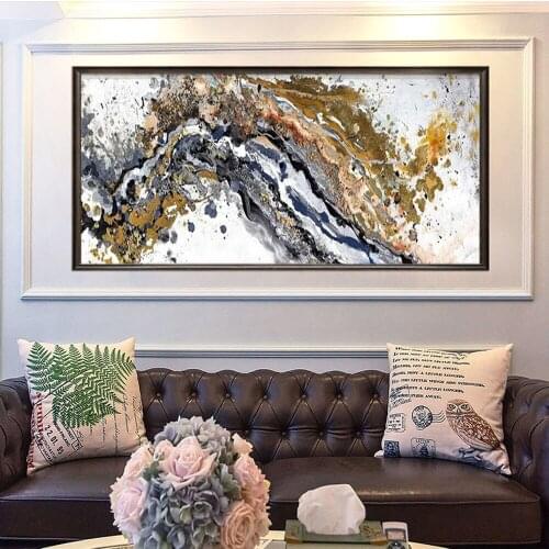 100% Hand-painted oil painting abstract gold foil art thick texture canvas painting modern home living room decoration mural art