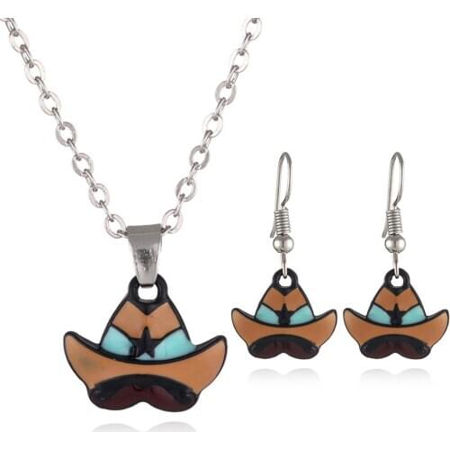 12pcs/lot Fashion New Halloween Series Hat Necklace Earrings Set Jewelry For Party