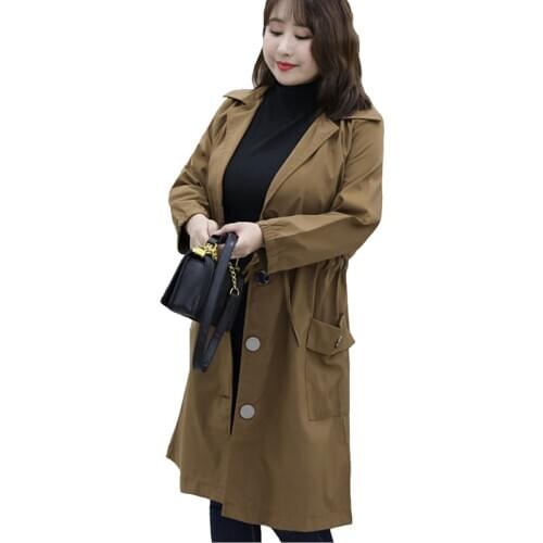 2020 Oversize thin trench coat women spring autumn casual Single-breasted solid color windbreaker female Plus size 4XL-8XL G890