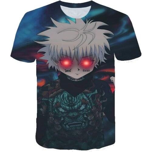 2021 Killua Zoldyck Latest 3D Printed T-shirt Boy Clothing Girl Clothing 4-14T Teen Anime Childrens Clothing Hip-hop T-shirt
