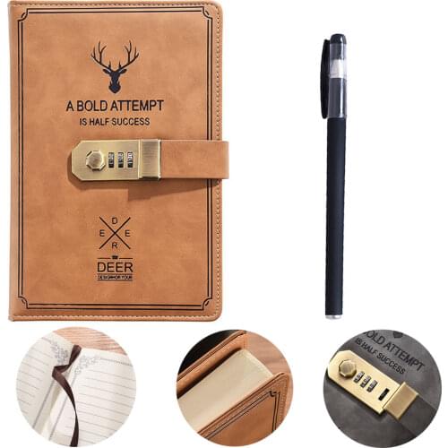 360Pages Spiral Notebook With Lock Diary Notepad Vintage Pirate Anchors PU Note Book A5 Stationery Gift Traveler WIth Pen 2021