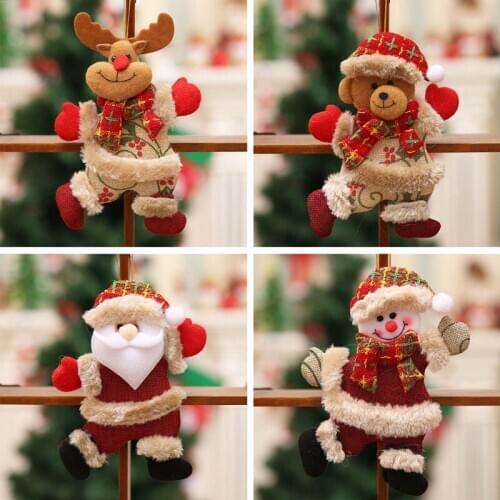 4pcs Christmas Cloth Art Puppets Hanging Pendants Cartoon Christmas Tree Decorations Home New Year Gift Pendants