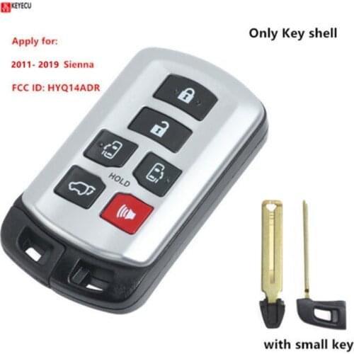 6 Button Car Alarm Housing Keyless Entry Fob Key cover Smart Remote Key Shell Case For Toyota Sienna With Insert Emergency Blade