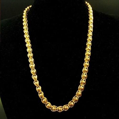 Beads Jewelry Trendy Yellow Gold Filled Mens Necklace Chain 24"