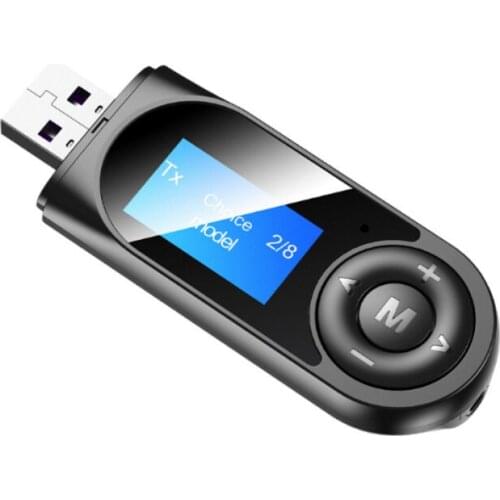 Bluetooth 5.0 Receiver Transmitter LCD Display 3.5 3.5mm AUX Jack 2In1 USB Bluetooth Dongle Wireless Audio Adapter for Car PC TV