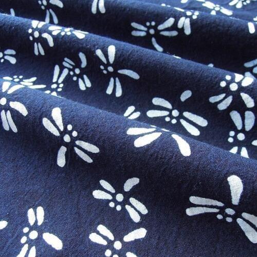 CF108 1 Meter Chinese Blue Print Thick Fabric 100% Cotton Fabric Handmade Plant Activity Printing And Dyeing Fabric For Curtain