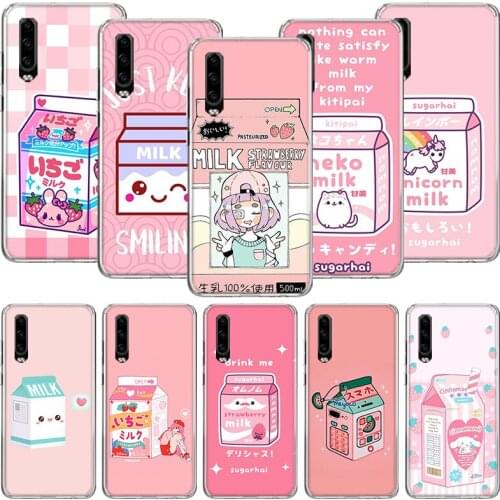 Kawaii Japanese Strawberry Milk Box Phone Case For Huawei P30 P40 P20 P10 Mate 20 10 30 Lite Pro P Smart Z Plus Printing Cover C
