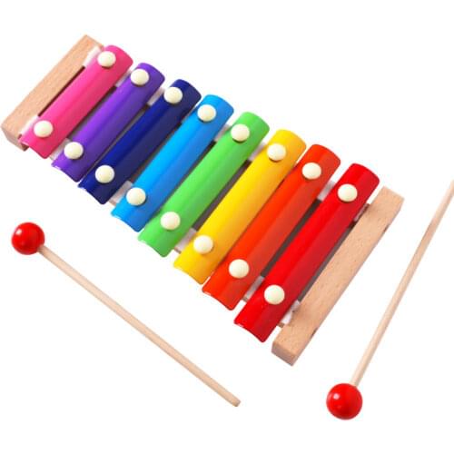 Wooden Toy Xylophone Kids Montessori Educational Toy Wooden Eight-Notes Frame Style Xylophone Children Baby Musical Funny Game