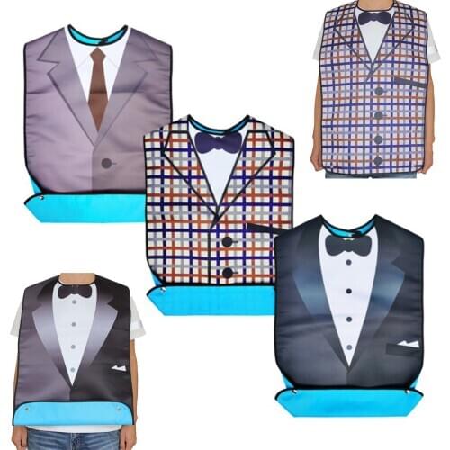 Mealtime Waterproof PVC Printing Cotton Cloth Adjustable Bib Crumb for Men