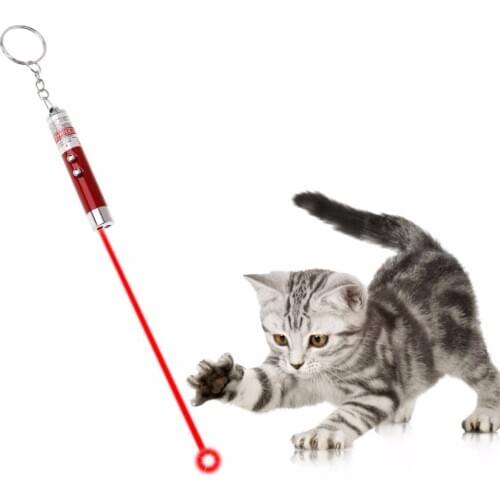 Cat Teaser Light Multi Functional Pet Toys LED Lamp Pen Pointer 2 in 1 Key Ring Dog Pets Products Keychain Portable Aluminum
