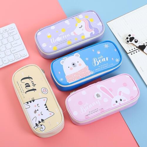 Kawaii Unicorn Penal Cute Cat Rabbit Bear School Pencil Case for Girls Boys Pen Box Korean Large Pencilcase Big Bag Stationery