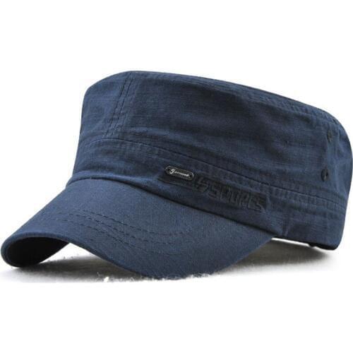 Men Women Solid Color Summer Autumn Military Cap With Air Hole Adjustable Caps Cotton Flat Top Army Hat