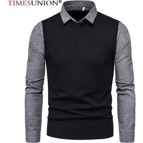 2021 Spring Autumn Casual Brand New Warm Sweater Pullovers Turn Down Shirt Collar Men Knitted Sweater Coat Men