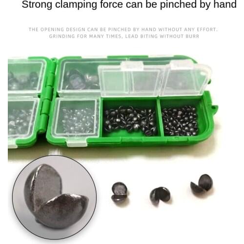 A box of Open Bite Lead Set Bare Fishing-clip Drop Biting Round Plumb Bob Auxiliary Fishing Tackle Gear Drop Shipping Pesca