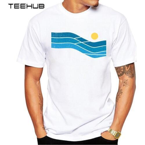 2019 TEEHUB New Cool Mens Fashion Sunset Surf Design T-Shirt Short Sleeve O-neck Tops Hipster Tee