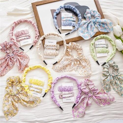 2021 New Fashion Flowers Bow Set Hair Ring Hair Band for Women Girl Accessories Headwear