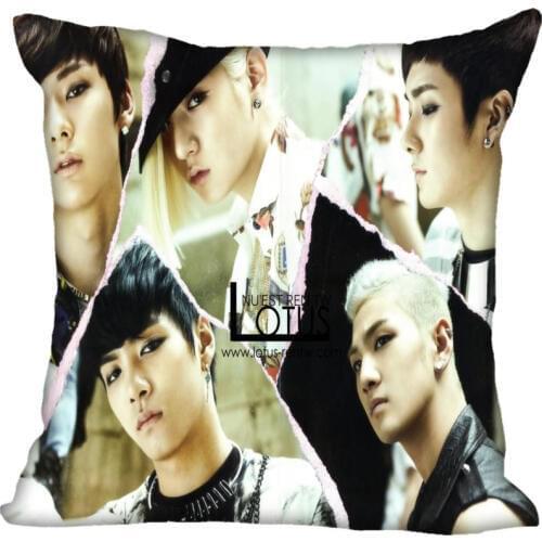 New Custom Kpop NU'EST Pillowcases Printed Square Silk Pillowcase Home Decorative zipper Satin Pillowcases (One Side)